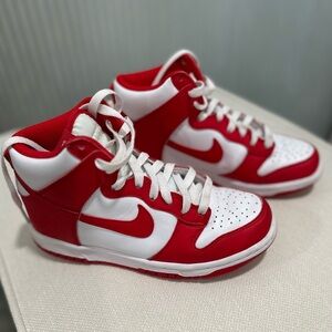 Nike Dunk High Big Kids' Shoes (White/University Red) Size 4